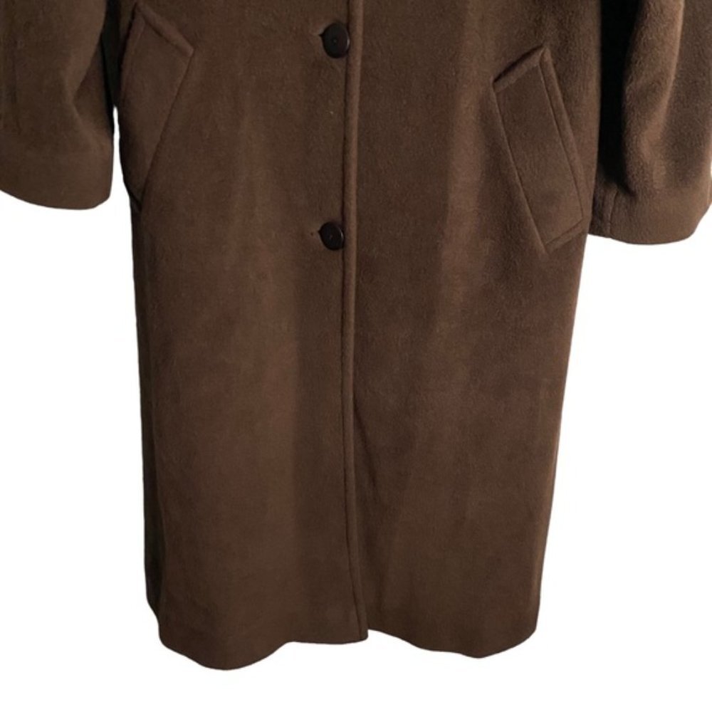 Coastlines Women's Brown Winter Plush Button Hooded Overcoat View 3